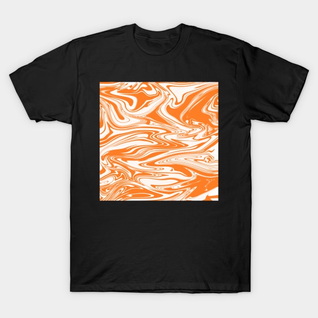 Swirls- Orange and White T-Shirt by designsbyjuliee